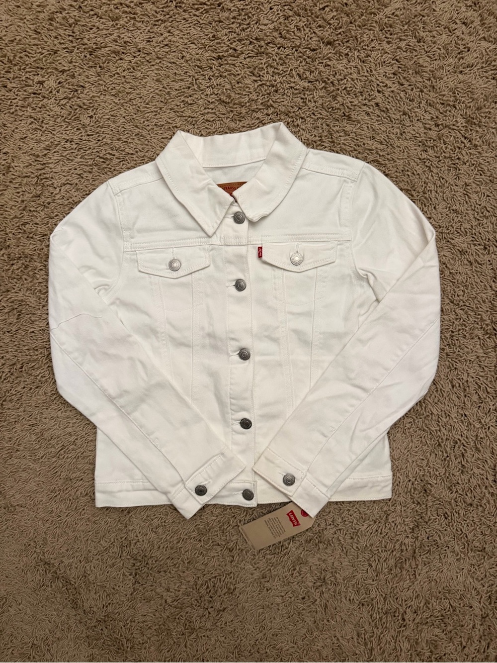 NEW Levis Jacket Girls White Denim Trucker Jean Coat Size Large